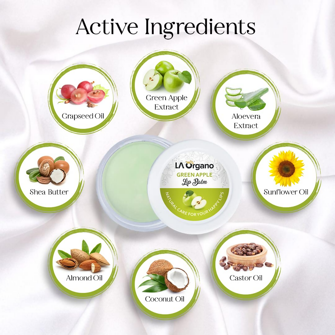 LA Organo Green Apple Lip Balm For Dry Chapped Lips