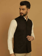 Even Apparels Nehru Jacket With Welt Pockets - Brown
