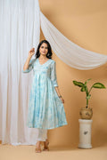 Joban Fashion Blue Tie & Dye Kurta Pant Set - Distacart