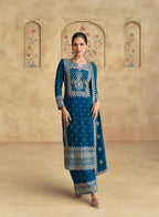 Anaita Teal Premium Chinon Embroidered Dhaga Sequence Work Ready Made Suit - Distacart