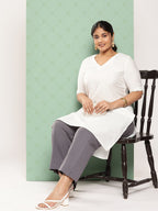 Yufta Women Plus Size Grey Cotton Ethnic Trousers