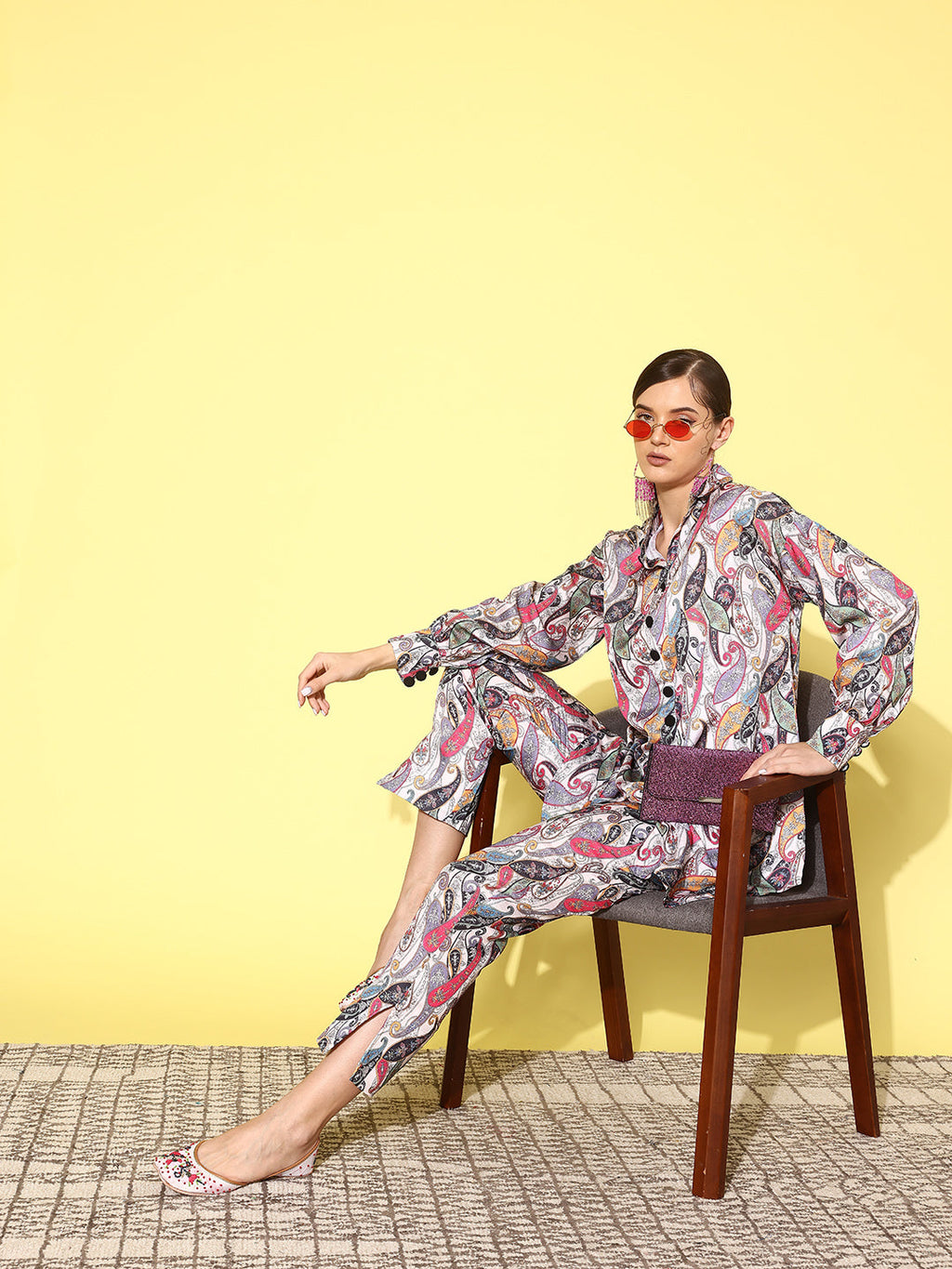 Yufta Women Printed Shirt with Trousers