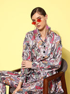 Yufta Women Printed Shirt with Trousers