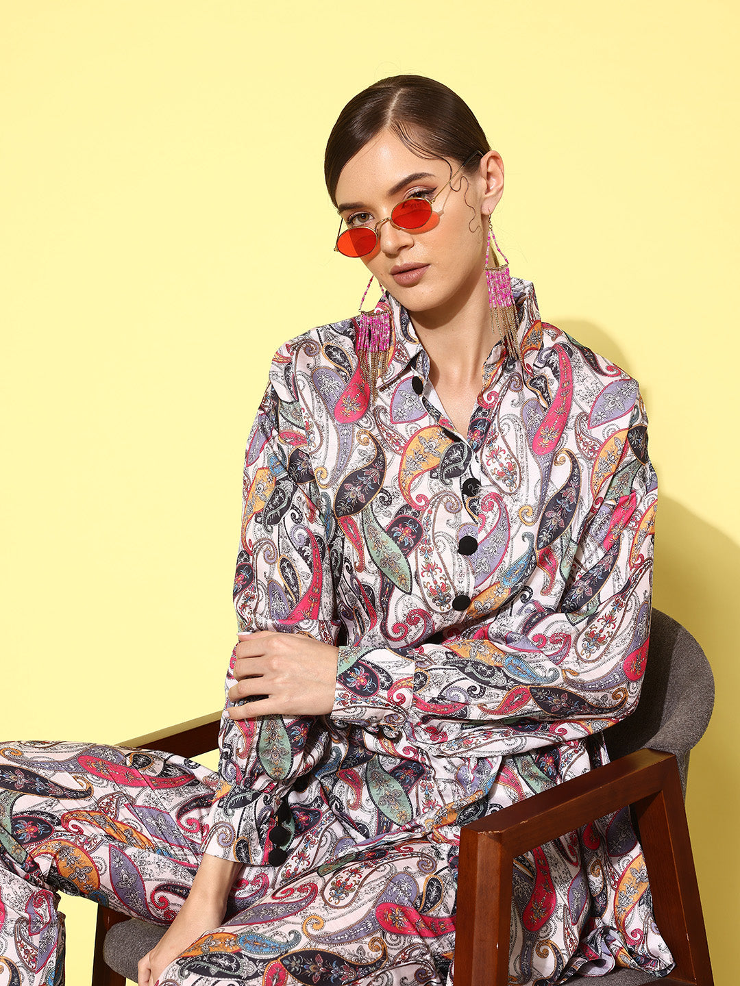 Yufta Women Printed Shirt with Trousers