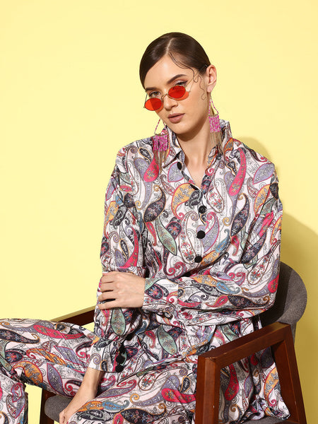 Yufta Women Printed Shirt with Trousers