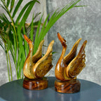 Sowpeace Pair of Wooden handcarved swan - Distacart