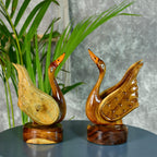 Sowpeace Pair of Wooden handcarved swan - Distacart