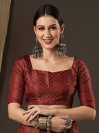 Saree Mall Maroon Woven Design Zari Silk Blend Banarasi Sarees - Distacart