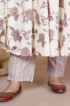 Miravan Women's Plus Size Pink Floral Printed Kurta With Palazzo