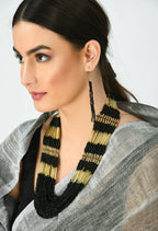 Mominos Fashion Johar Kamal Handicraft Finish Beads Work Long Necklace For Women (Black /Golden) - Distacart