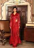 Red Tom Silk Plain Ready To Wear Saree With Stitched Blouse - Satiksha