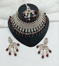 Joban Fashion Women Maroon Stone Work Necklace Set - Distacart