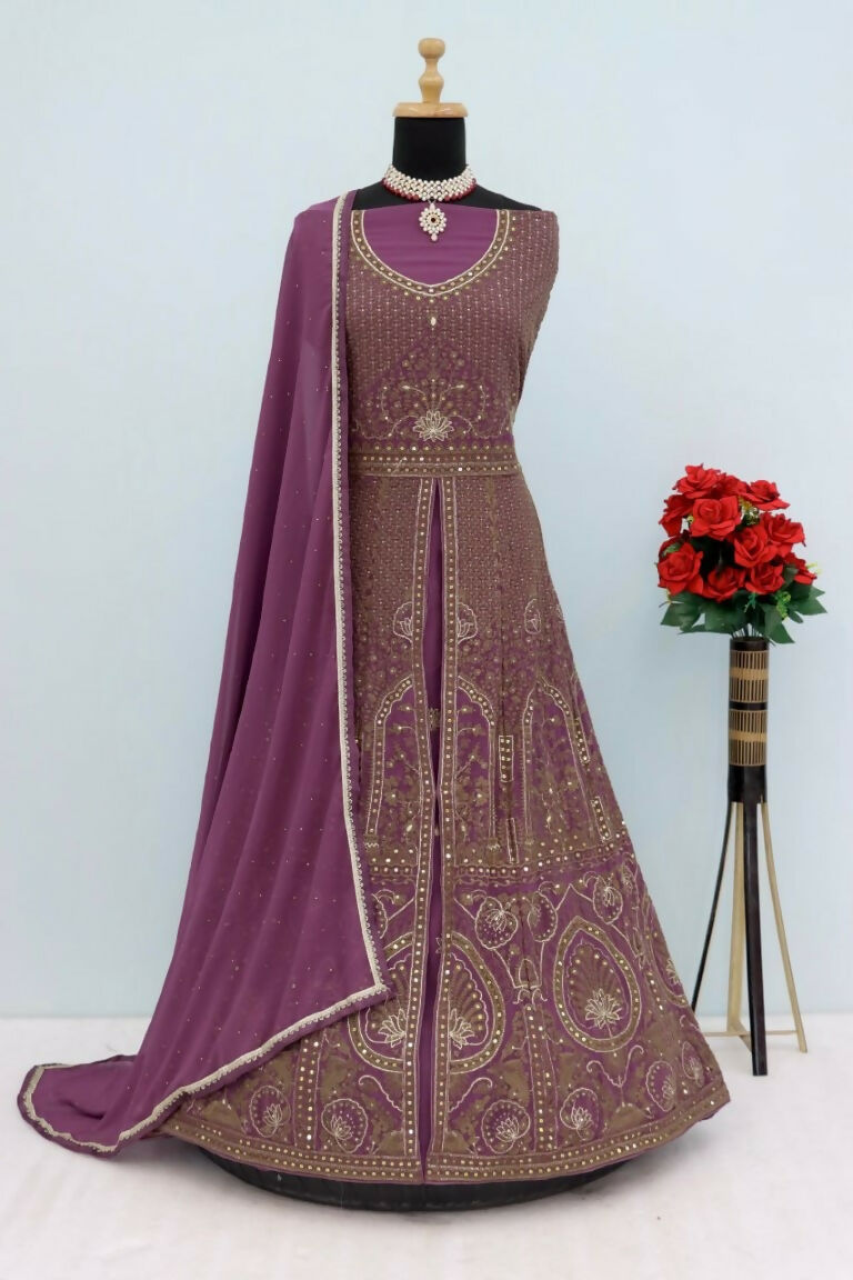 Vastranavya Lite Lavender Georgette Embroidered Sequins Work Anarkali Style A Line Suits