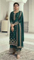 Anaita Teal Green Silk Georgette Stitched Suit with Embroidery Sequins - Distacart