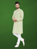 Even Apparels Men's Solid Green Linen Kurta