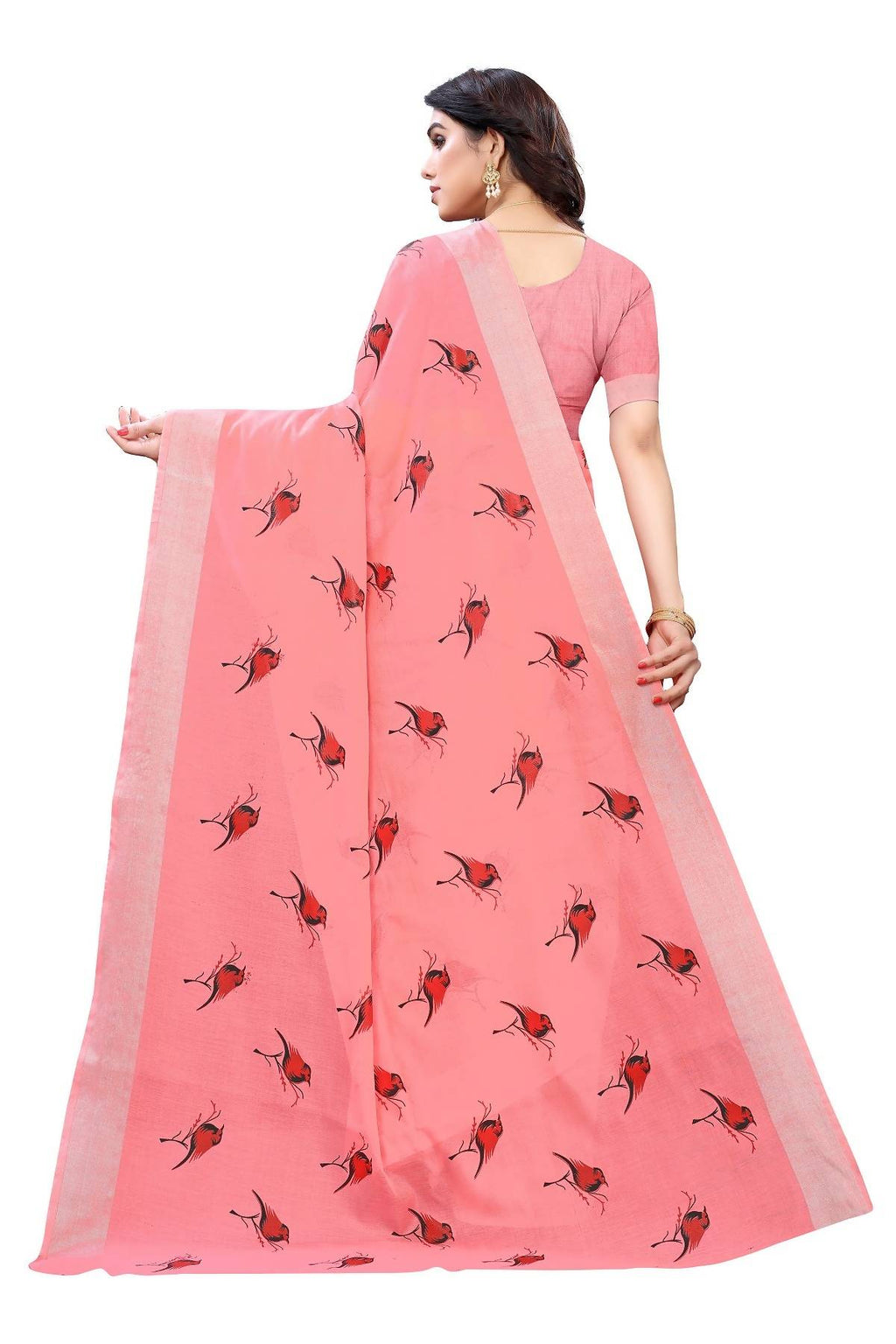 Vamika Peach Chanderi Designer Saree (SERIN PEACH) - Distacart
