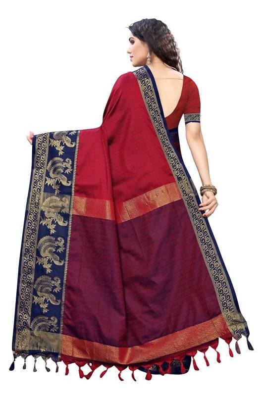 Vamika Banarasi Jacquard Weaving Red Saree (DHONI RED)