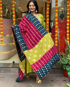 The52 Lemons Women's Gorgeous Embroidered Viscose Chanderi Fabric Straight Kurta Pant with Dupatta Set - Distacart