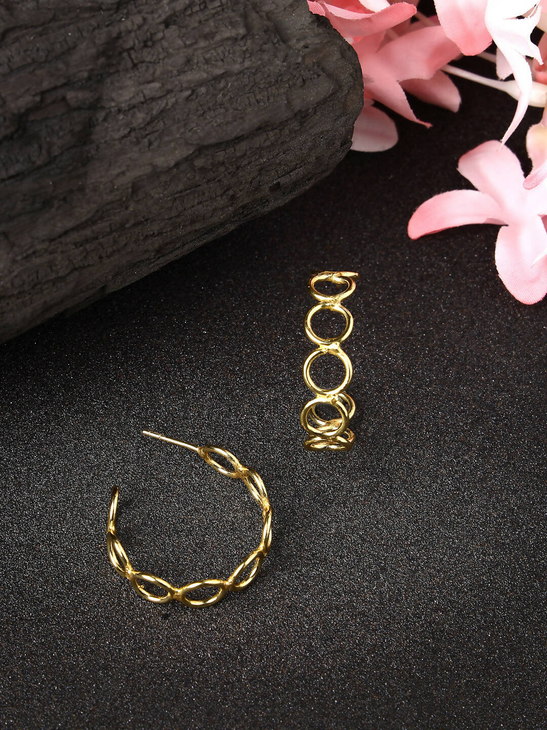 NVR Women Gold-Plated Contemporary Half Hoop Earrings - Distacart