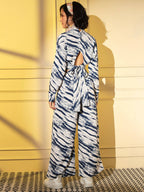 Blue Crepe Digital Printed Top With Matching Trouser - Shivani