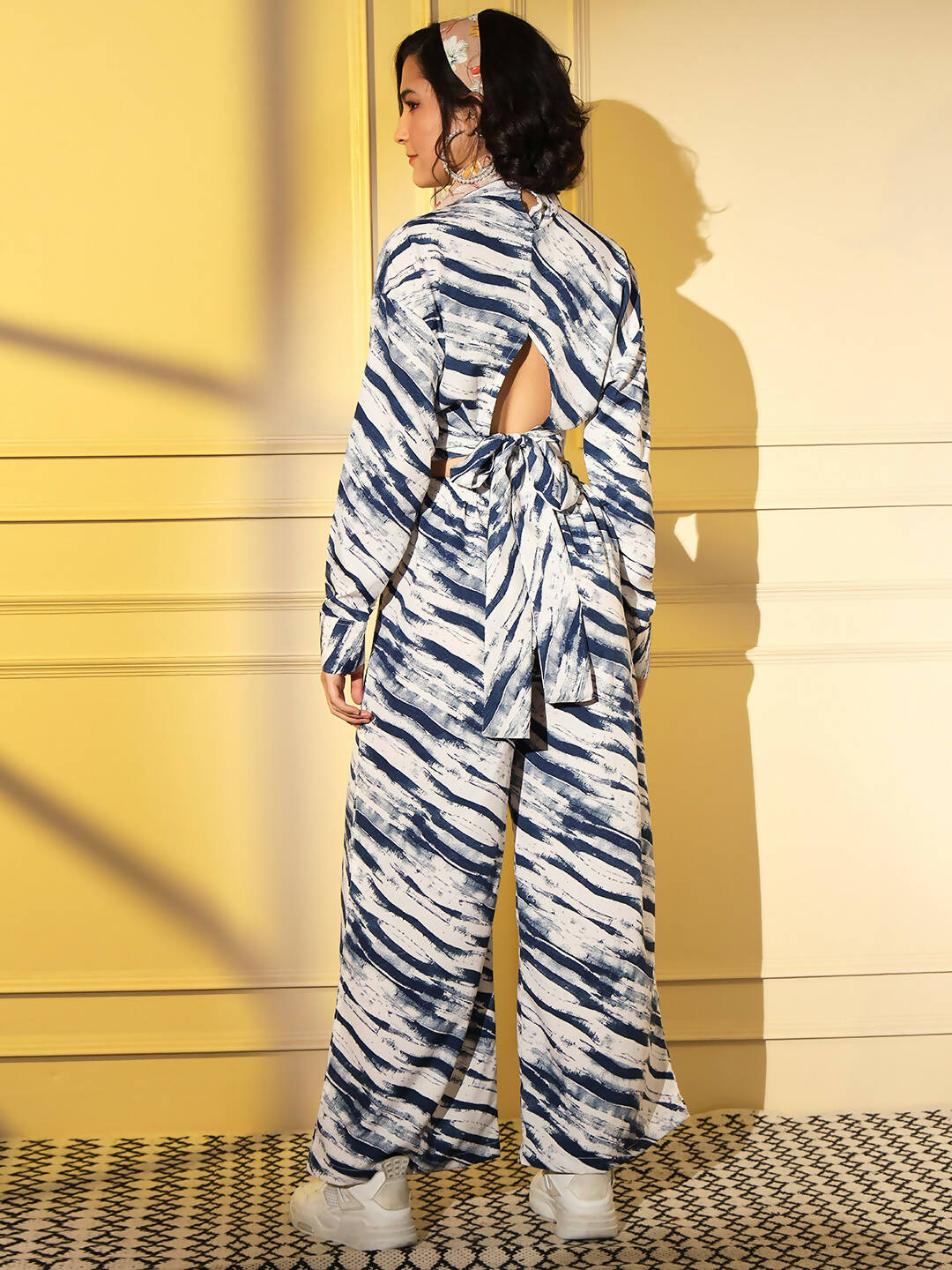 Blue Crepe Digital Printed Top With Matching Trouser - Shivani
