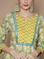 Myshka Women's Yellow A-Line Kurta & Salwar With Dupatta
