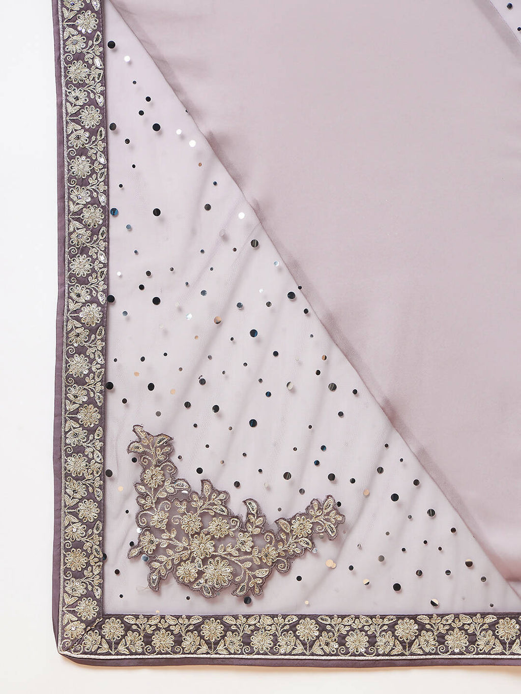 Mauve Silk Georgette Ribbon Embroidery Saree - Norita Hit Design