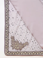 Mauve Silk Georgette Ribbon Embroidery Saree - Norita Hit Design