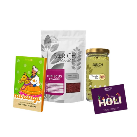 Sorich Organics Hibiscus Powder,Thandai Milk, Phool Gulal & Holi card
