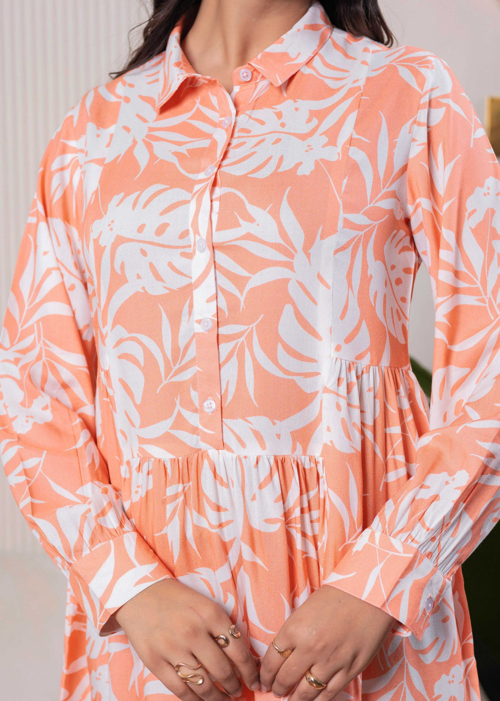 Juniper Lamora Orange Leaf Breeze Shirt Dress - Distacart