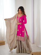 Lehenga Mart Designer Sharara Suit With Kurta, Sharara, Dupatta For Women-Pink - Distacart