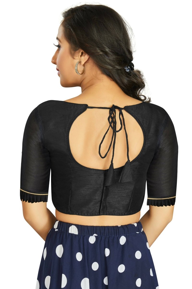 Aastha Fashion Women's Black Art Silk Designer Party Wear Readymade Blouse