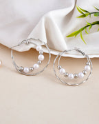 VOJ Women Sliver-Plated Pearl Stainless Steel Hoop Earrings - Distacart
