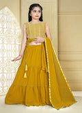Wedding Designer Yellow Georgette Kidswear Lehenga - Aaradhna