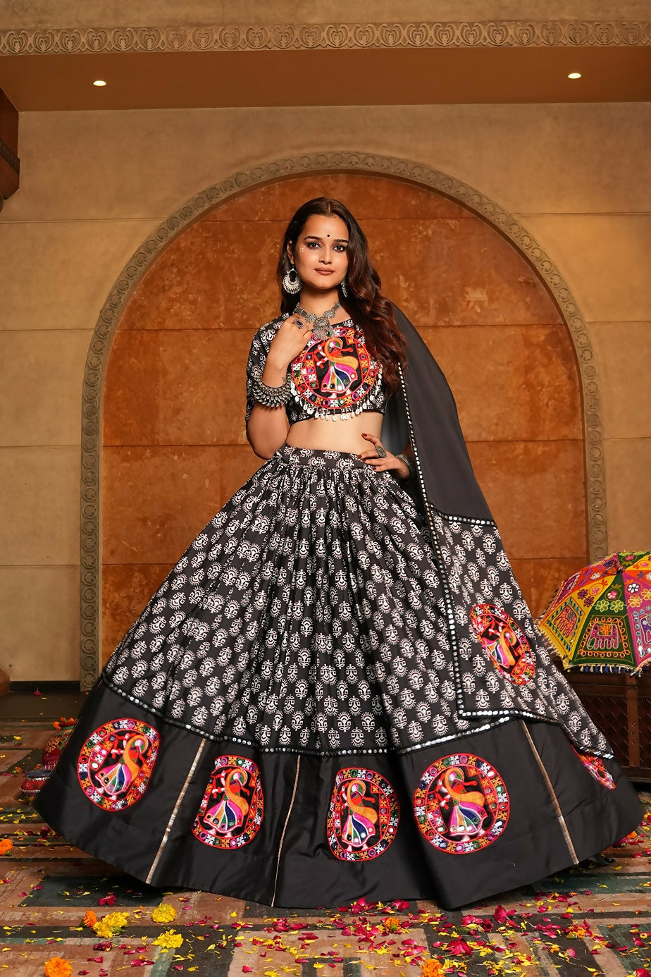 AI Fashion Black Crepe Designer Navratri Wear Lehenga Choli Collection