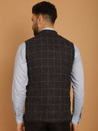 Even Apparels Pure Wool Nehru Jacket - Black