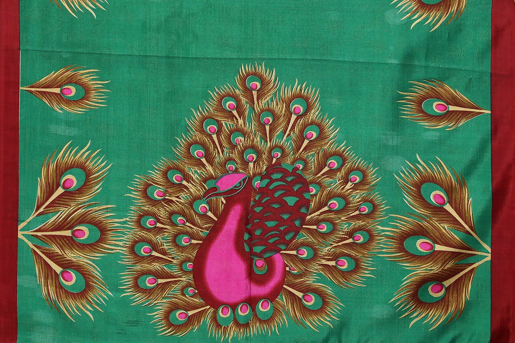 Vamika green Printed Art Silk Saree