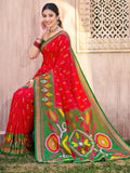 Shree Shyam Fashion Red Pochampally Silk Saree - Distacart