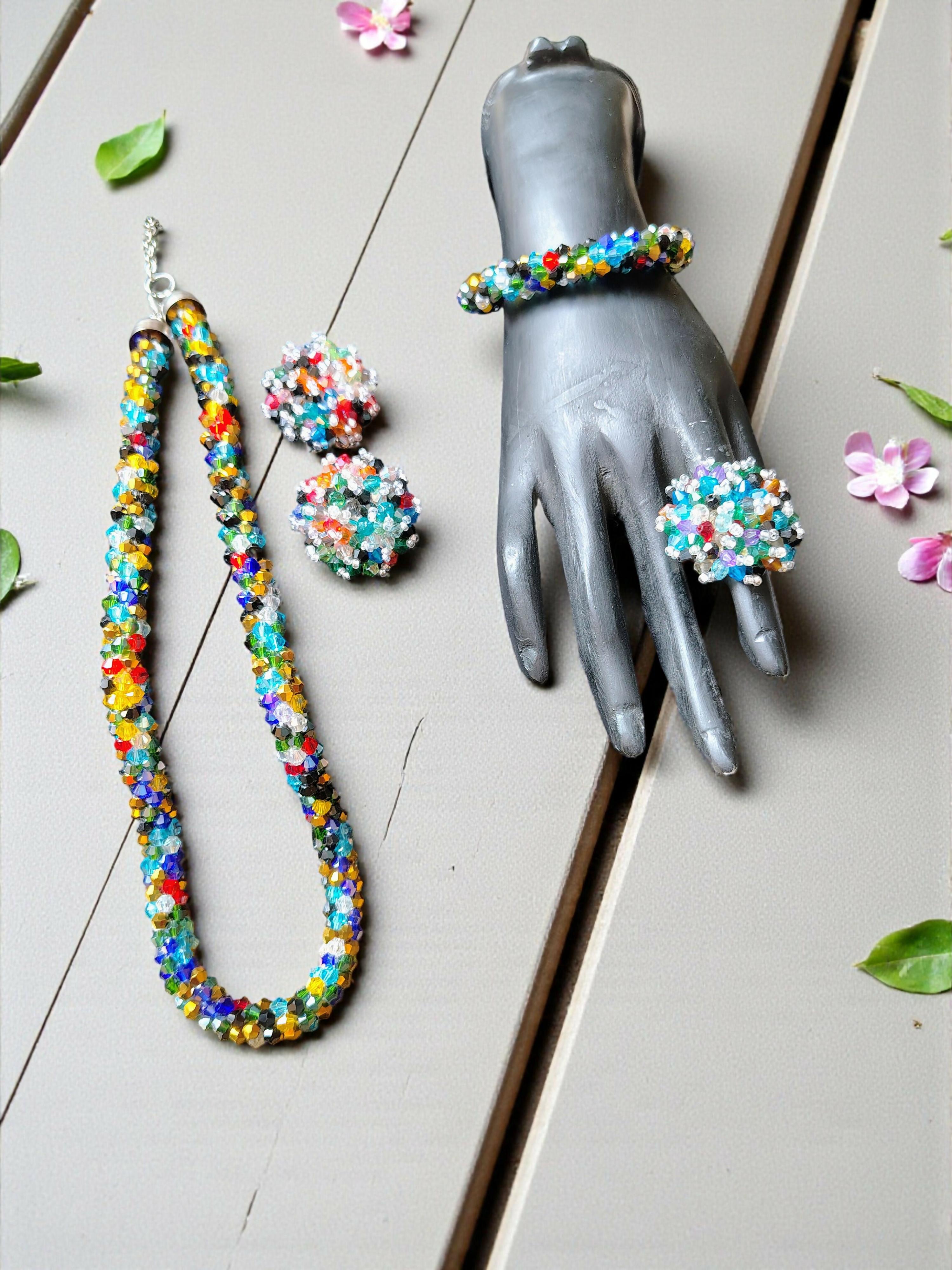 Inhanns Rangshine 4-In-1 Crystal Glam Set - Handmade - Multicolor