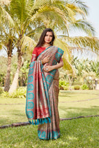 Vastranavya Boutique Collection Kanjivaram Soft Silk Saree With Unstitched Blouse - Peach