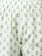 FIORRA Women's Sea Green Cotton A-Line Kurta Set