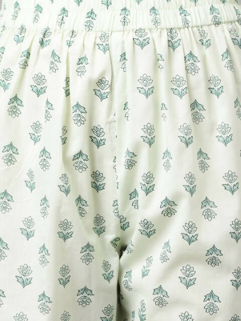 FIORRA Women's Sea Green Cotton A-Line Kurta Set