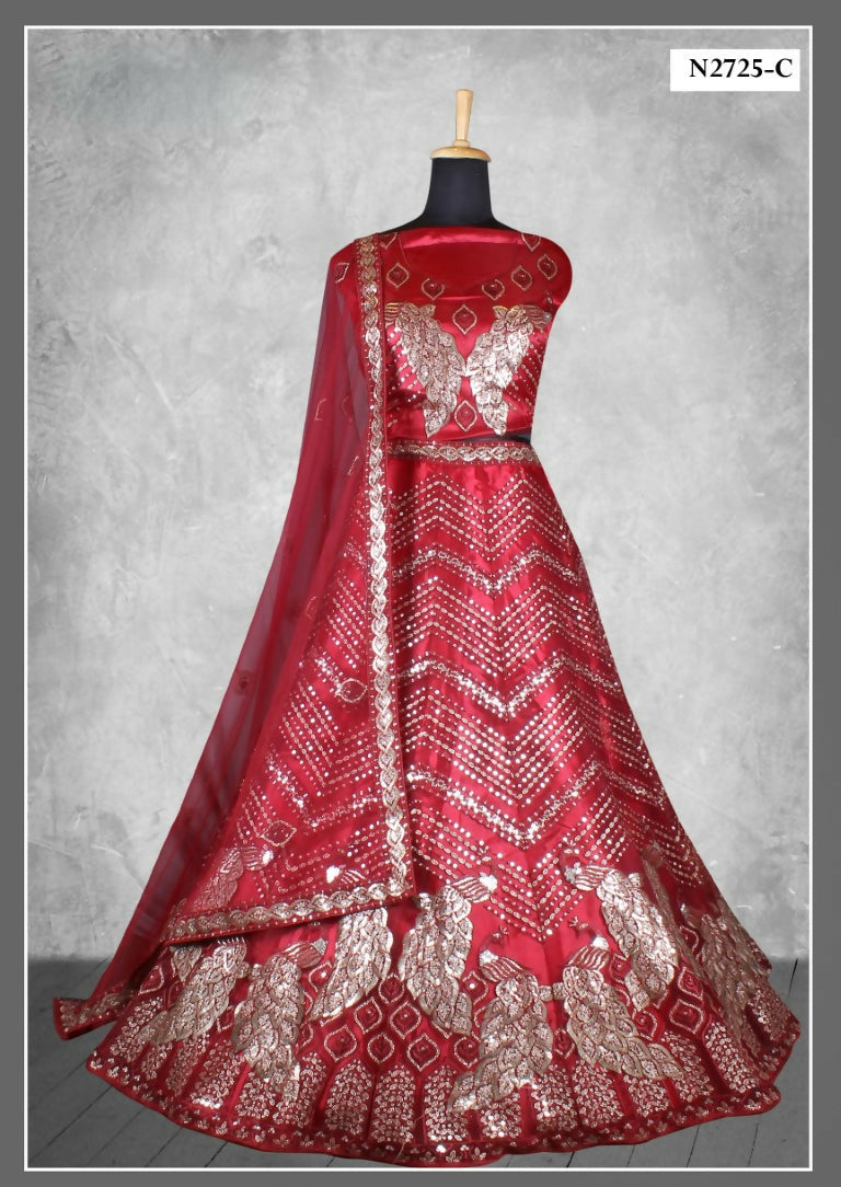Red Net Thread With Sequence Work Lehenga Choli - Nimaya Ishani