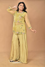 Morchari Women And Hand Embroidery Palazzo Set-Mustard