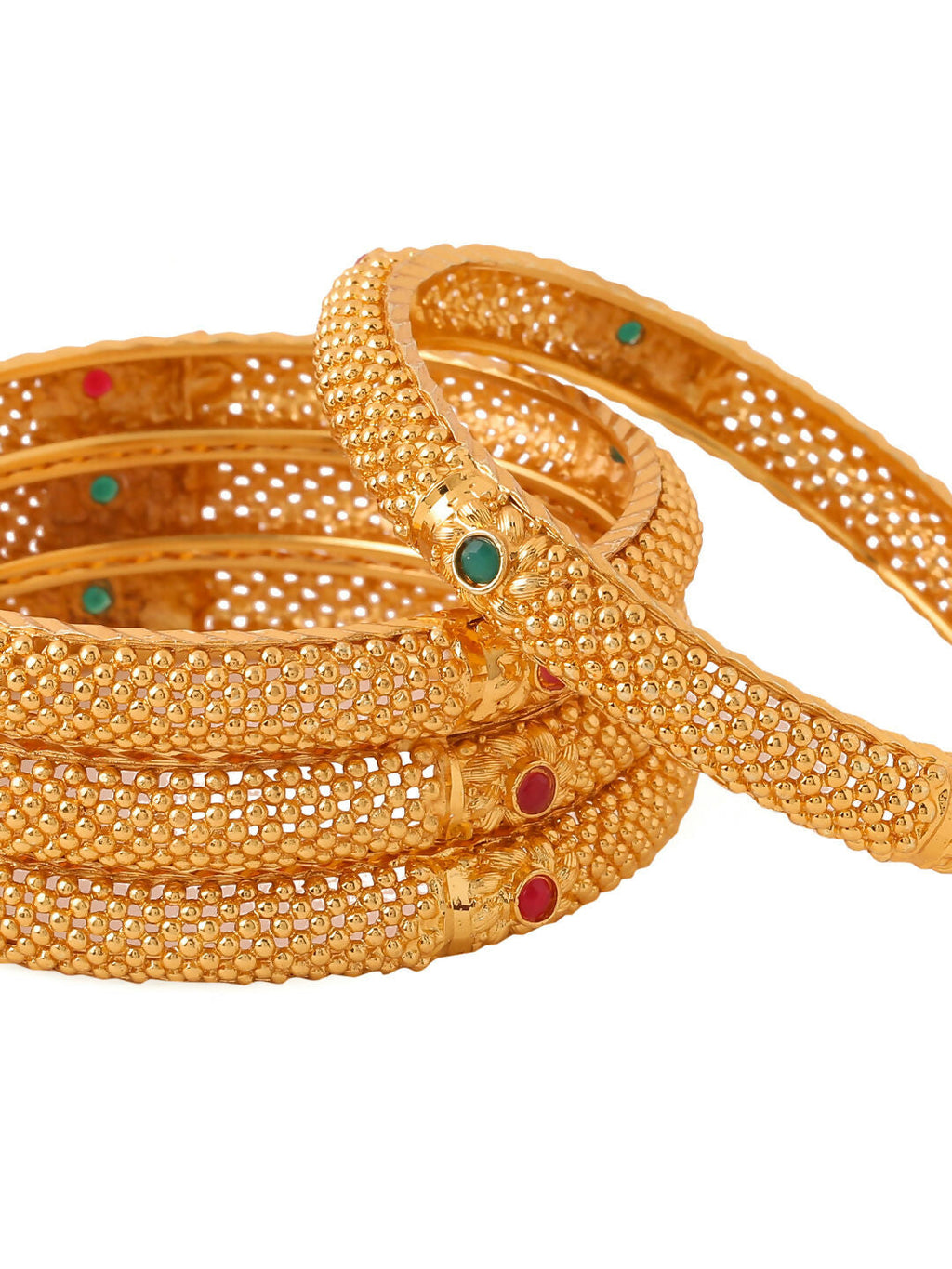 NVR Women's Set of 4 Gold-Plated Traditional Bangles - Distacart