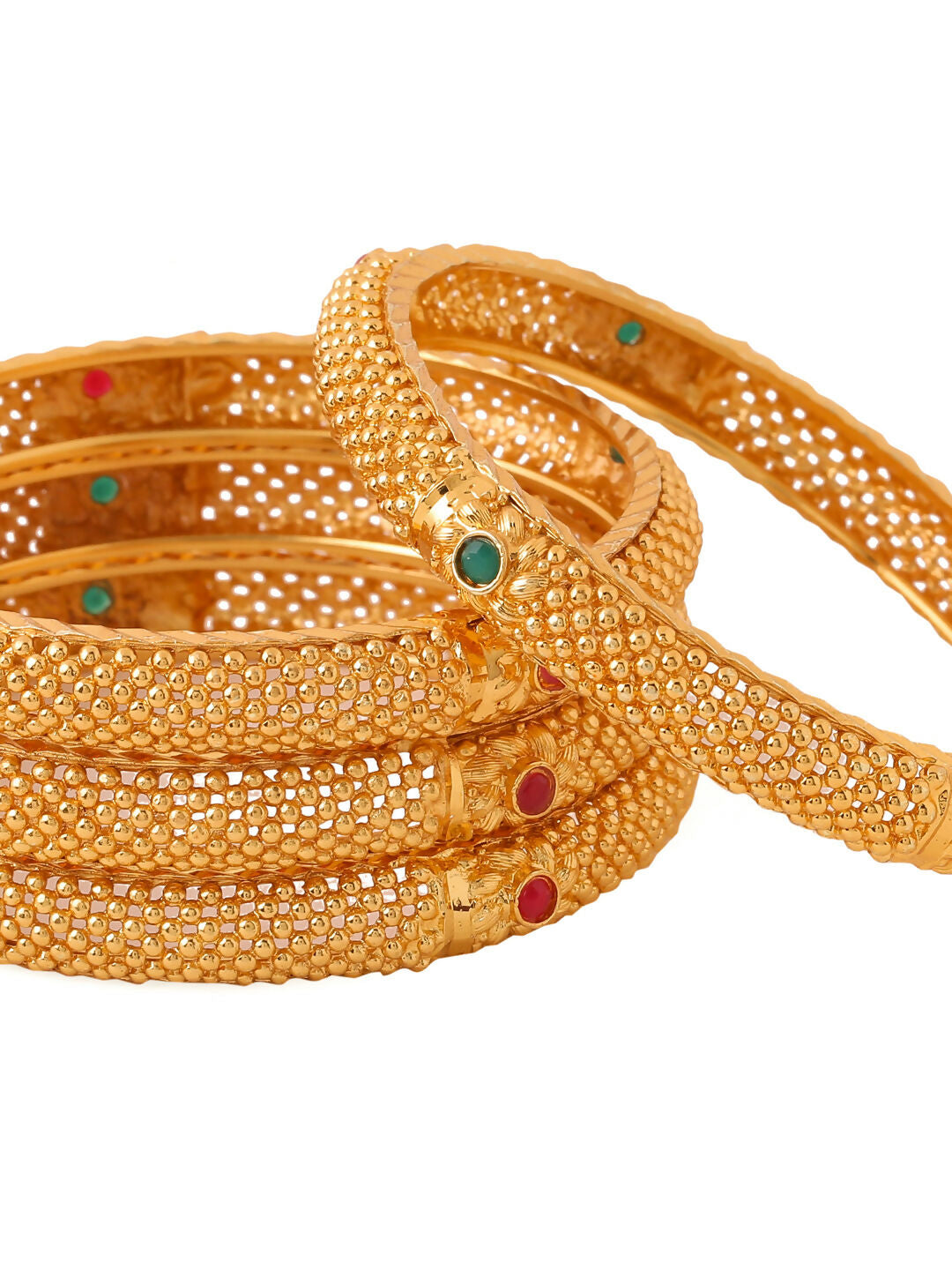NVR Women's Set of 4 Gold-Plated Traditional Bangles - Distacart