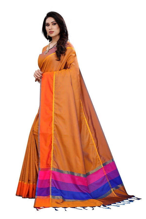 Vamika Orange Cotton Silk Weaving Saree (Binita Orange)