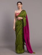 Suta Green Pink Colourblocked Saree - Distacart
