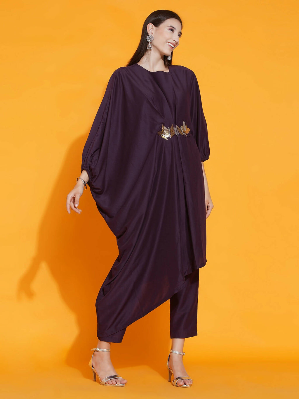 Women Republic Purple Fusion Style Kurta With Hand Embellishment And Pants - Distacart