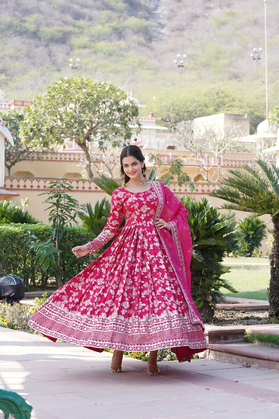 Joban Fashion Pink Viscose Jacquard Sequence Embroidery Work Kurta Set - Distacart